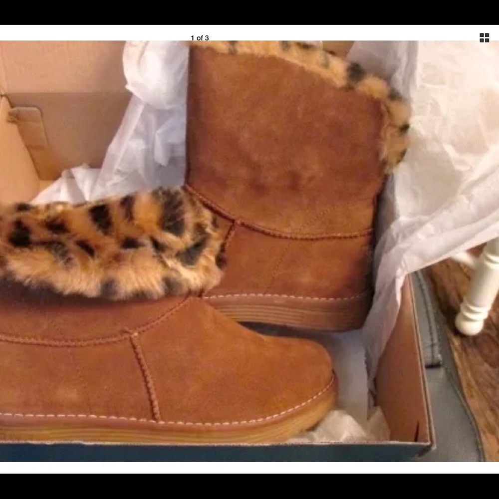 Skechers Memory Foam Boots Chestnut Ladies 7